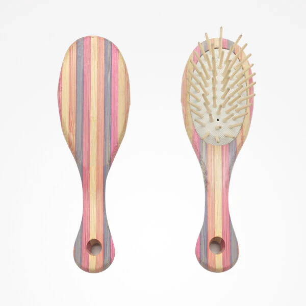 BIFULL CEPILLO MINI STRIPED BAMBOO OVALADO PUA MADERA