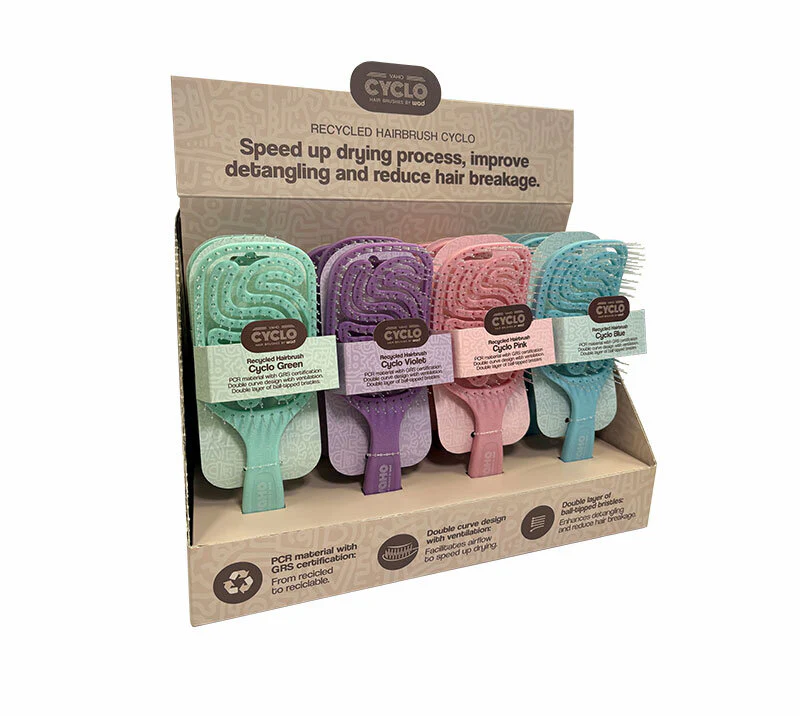EXPOSITOR CEPILLOS CYCLO  PINK/VIOLET/GREEN/BLUE 12 U