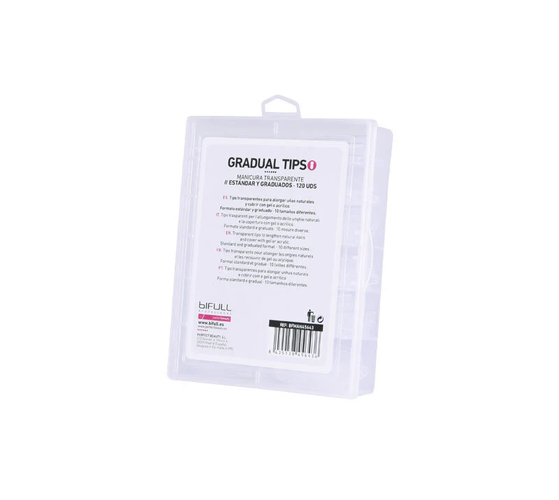 GRADUAL TIPS 120 UDS TRANSPARENTES CON FORMATO ESTÁNDAR Y GRADUADO BIFULL