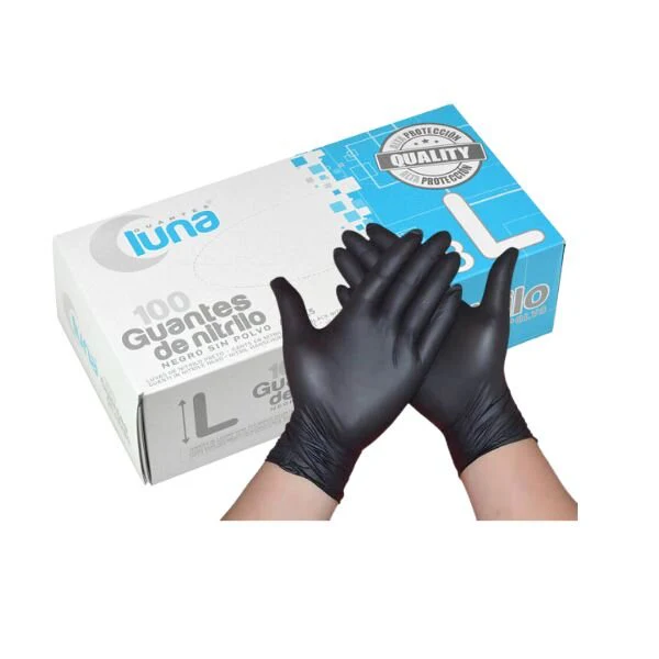 GUANTE EXAMEN SUPREME NITRILO NEGRO ALTA PROTECCION S/P LUNA
