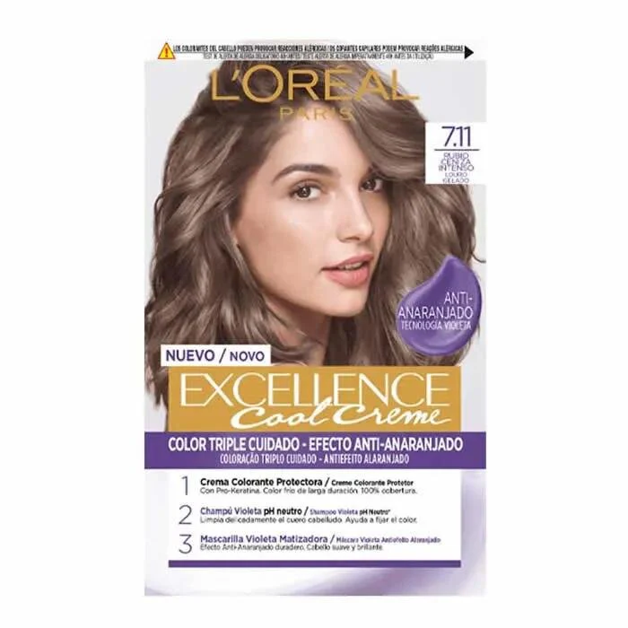 L´Oreal Excellence Cool Creme 7.11-Rubio Ceniza Intenso Tinte Permanente 192ml