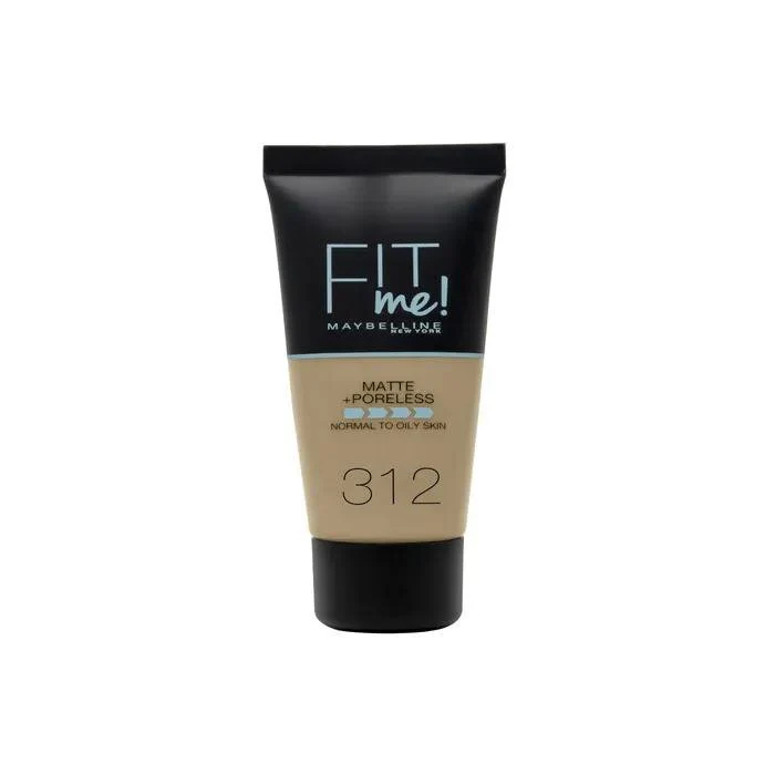 Maybelline Fit Me Mate y Afinaporos Base De Maquillaje Tono 312 Golden Calca Tu Tono y Textura Pieles Medio Oscuras - 30ml