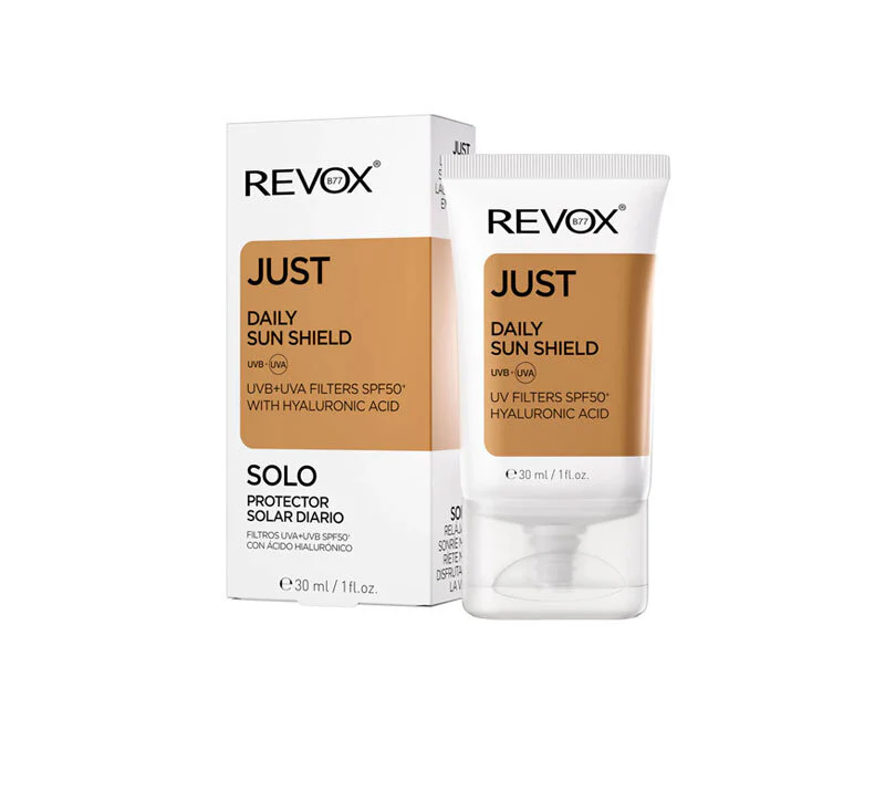 REVOX B77 JUST DAILY SUN SHIELD UVA+UVB FILTERS SPF50+ WITH HYALURONIC ACID, 30 ml