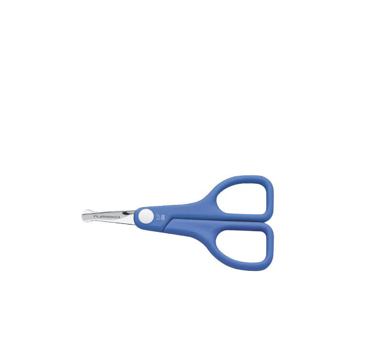 TIJERA BEBÉ INOX RECTA A.B.S. AZUL 3.5" FILARMÓNICA