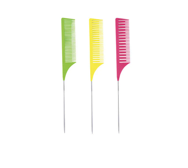 TINT COMB-LONG PIN YELLOW,PINK,GREEN 3PCS/BOX