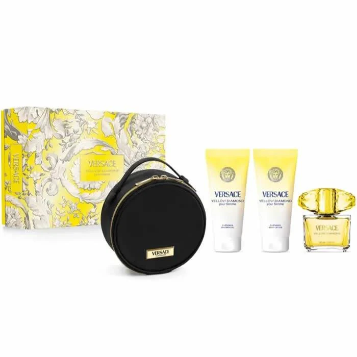 Versace Yellow Diamond Eau De Toilette Spray 90ml Set 4 Piezas
